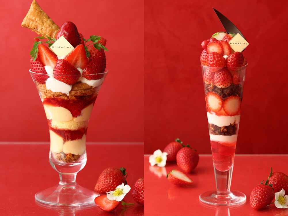 キハチ カフェのいちごパフェ